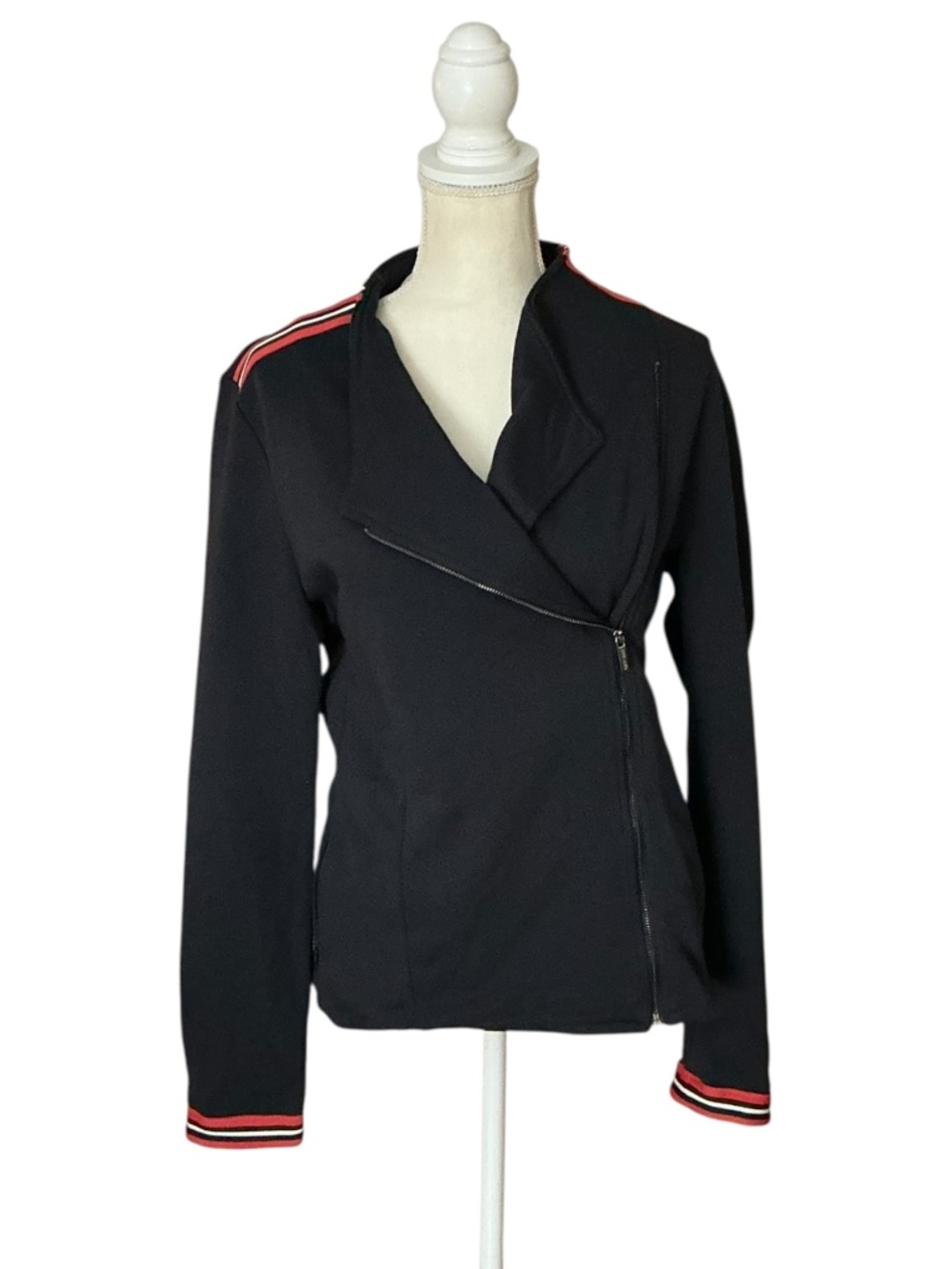 Saint + Sofia Biker Jacket Size 10 Navy Organic Cotton